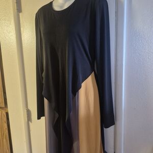 Zara Black and Tan Asymmetrical Dress